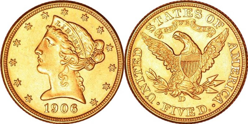 $5 Liberty Gold Half Eagles 1839-1908! Vf Thru Mint State! - Click Image to Close
